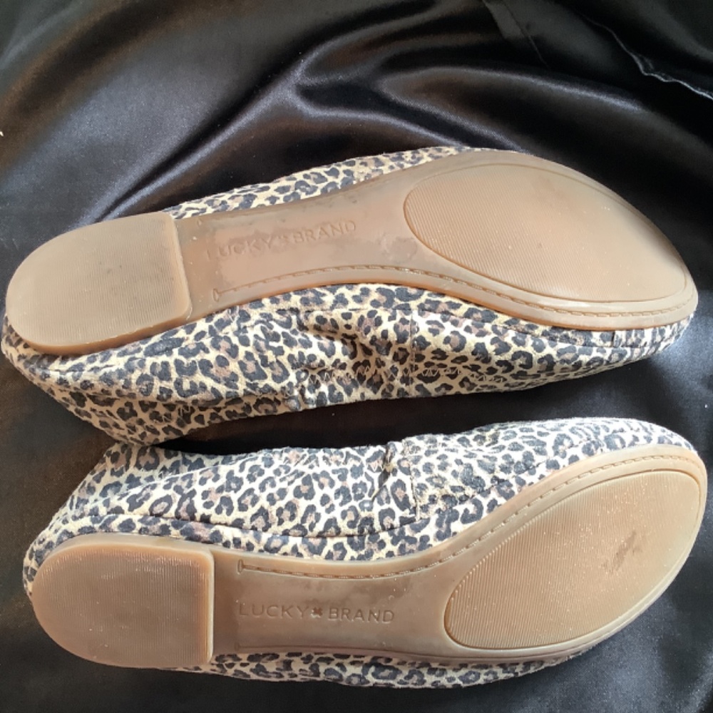 EUC Lucky Brand Ballet‎ leather flats animal leopard - Picture 5 of 6